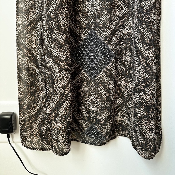 ASTR Sleeveless Leopard Boho Sheath Geometric Maxi Dress Brown Black Large - Picture 8 of 12